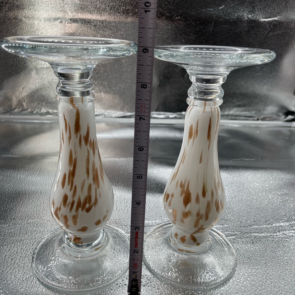 Set of Beautiful Glass Pillar Candlesticks!